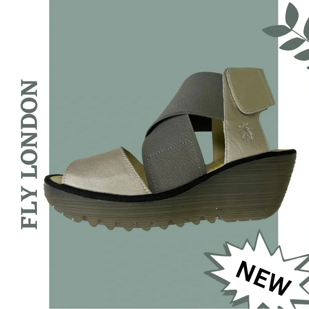 Fly  London Yuba Open Toe
Sandal Wedge 385 Borgogna
Silver Size 9 - 9.5 US 40 Eu - Picture 2 of 8